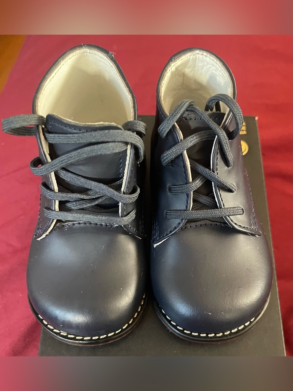 Josmo Walker Dark Blue Kids Leather Lace-Up Dress Shoes